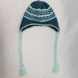 Columbia Knit Winter Ski Teal/White Hat w/Tassels Unisex EXCELLENT CONDITION!!!